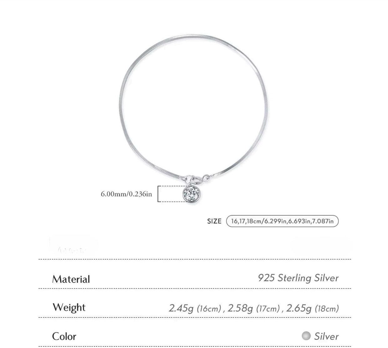 The IceBoyDC 925 Dainty Snake Bracelet w/ Dangling CZ