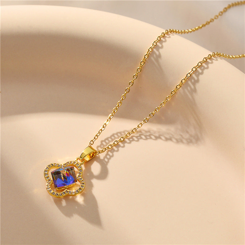 IceBoyDC: Everlasting Love Clover Pendant (Blue Crystal)