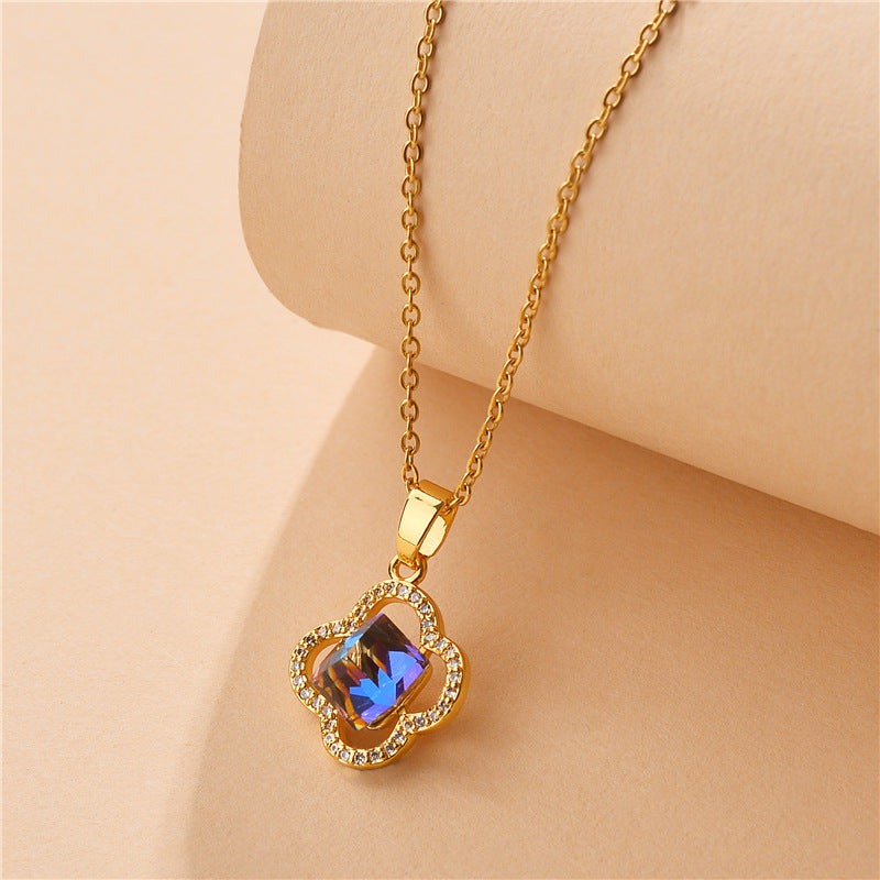 IceBoyDC: Everlasting Love Clover Pendant (Blue Crystal)
