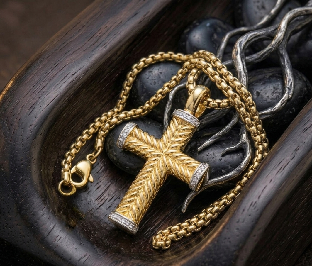Royal Rope Cross Necklace 18 in.