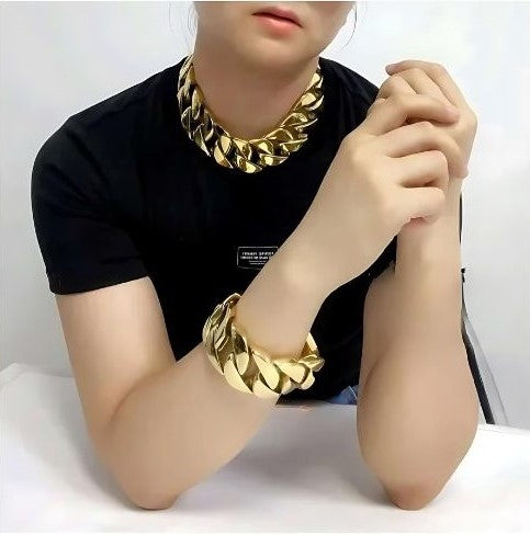 IceBoyDC's Men's 32mm Thick 14k Gold-Plated Cuban Link Chain Bracelet and/or Necklace -Waterproof, Non-Tarnish