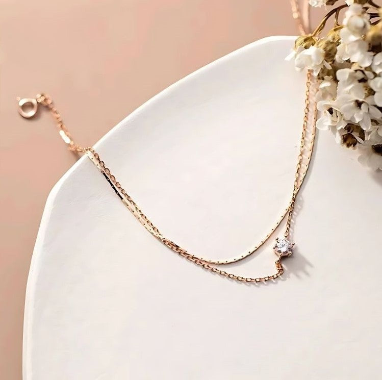 The IceBoyDC Simple Double Layer Floating CZ Anklet