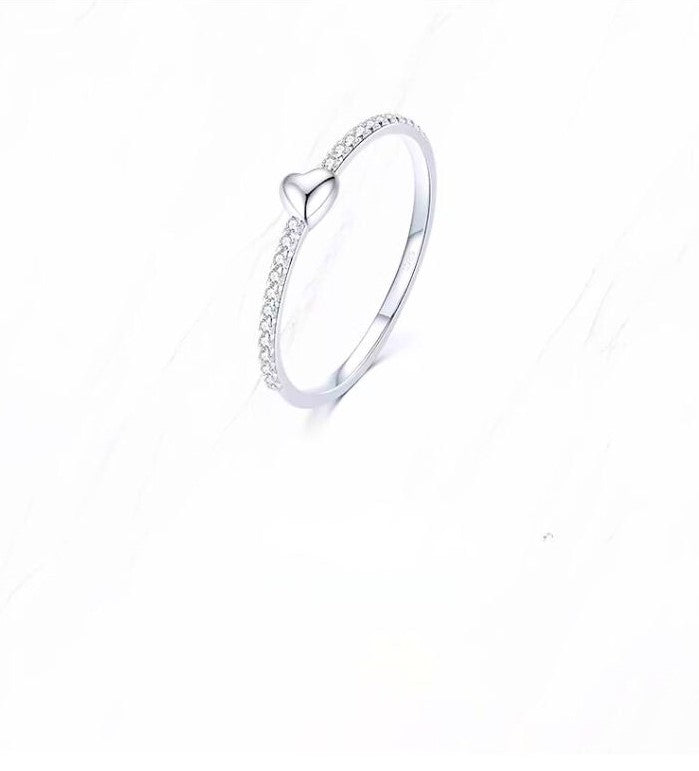 The Minimalist Dainty Heart Ring with CZ Accents