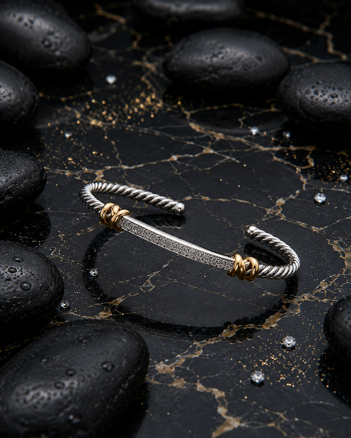 Twisted Cable Pavé Cuff Bracelet