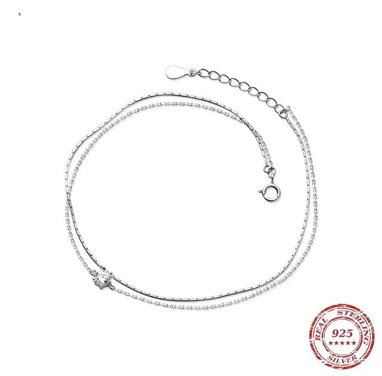 The IceBoyDC Simple Double Layer Floating CZ Anklet