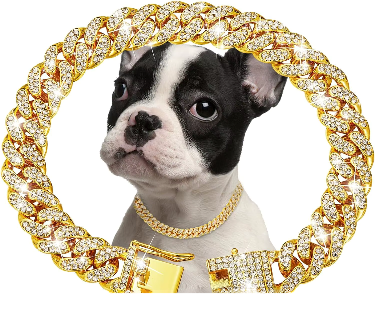 IceBoy DC – Iced Out Gold Cuban Link Dog Collar | Luxury Pet Chain