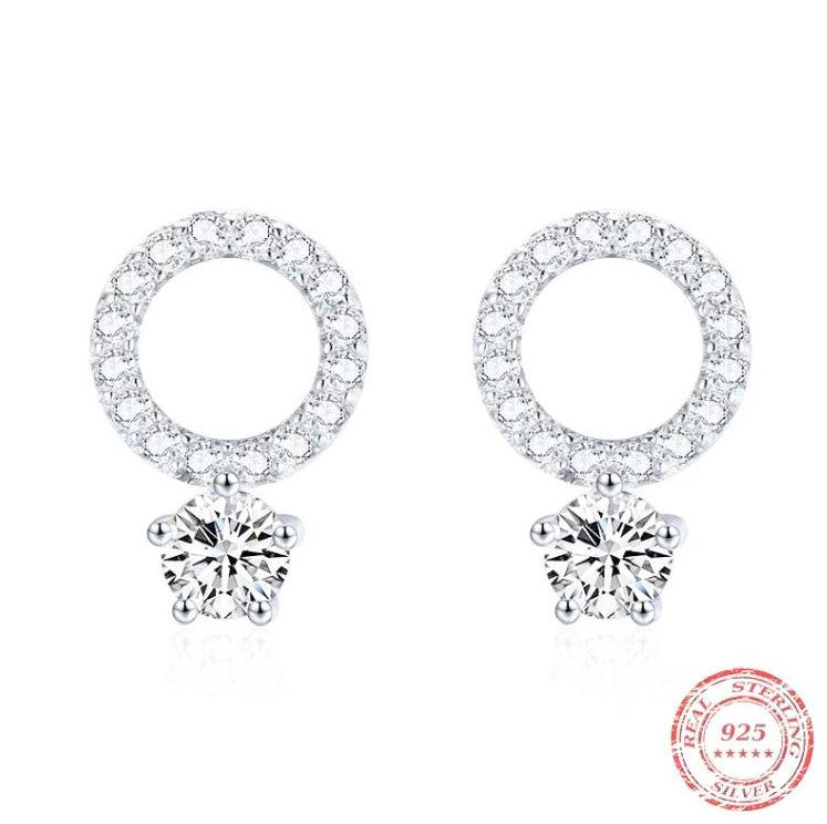 The IceBoyDC 925 Sterling Silver Sparkling Circle Stud Earrings