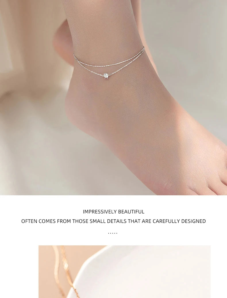 The IceBoyDC Simple Double Layer Floating CZ Anklet