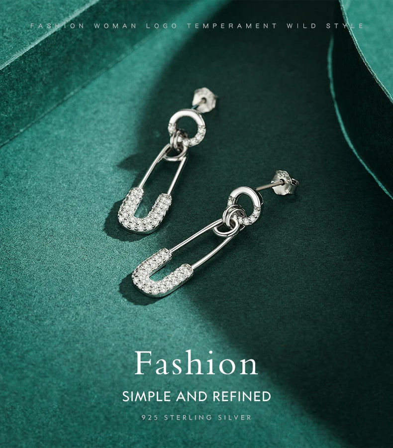 The Dazzling CZ Swing Pin Earrings