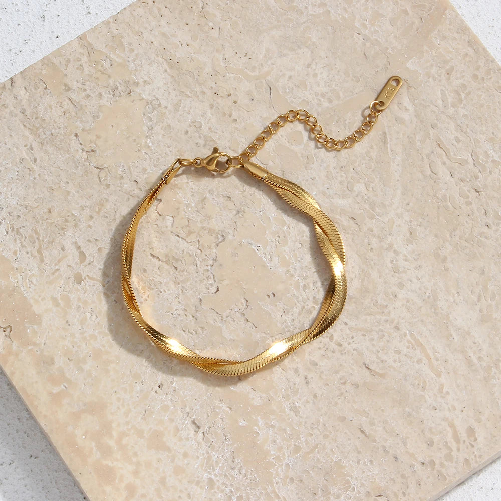 The Hypoallergenic Tarnish-Free Braided Herringbone Necklace & Bracelet Set