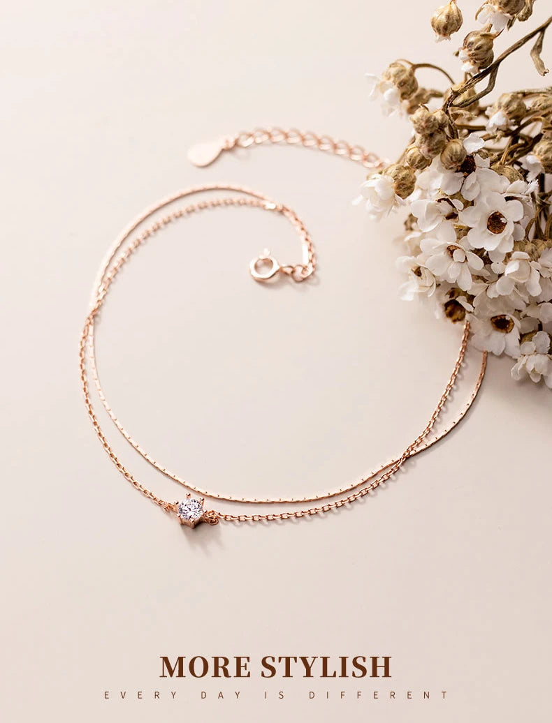 The IceBoyDC Simple Double Layer Floating CZ Anklet