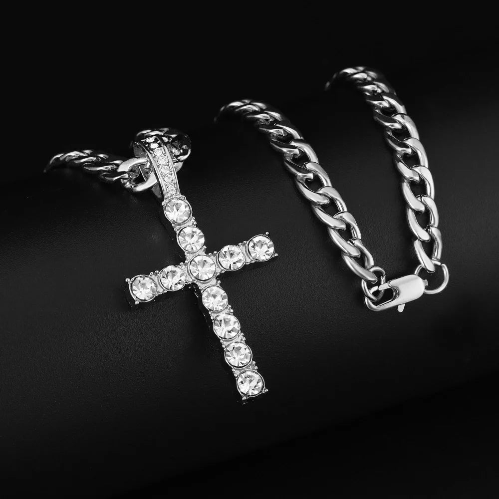 IceBoyDC: Iced Out Cross with Cuban Link Chain