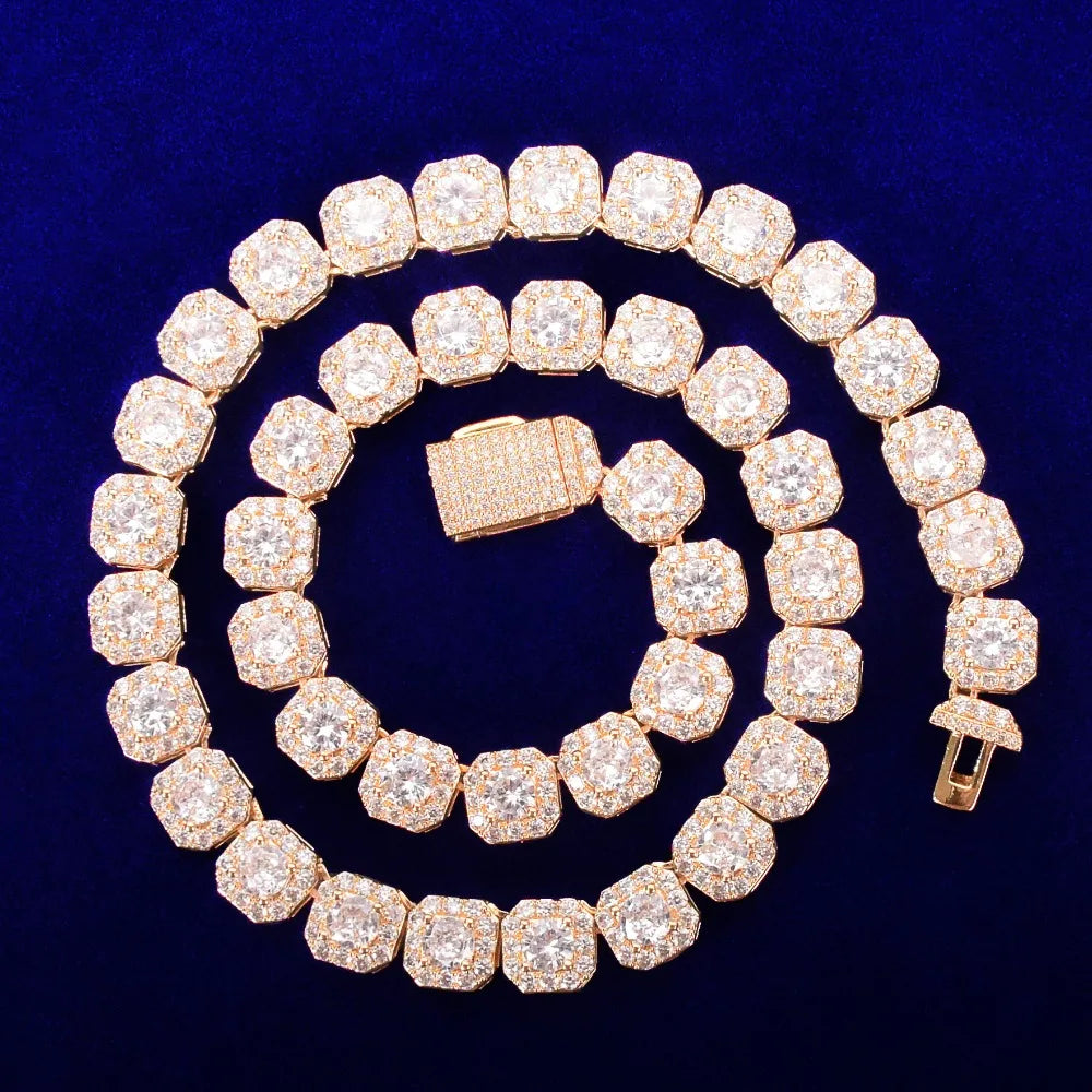 The IceBoyDC Clustered CZ Tennis Chain Necklace - 14k Gold Plated or Silver