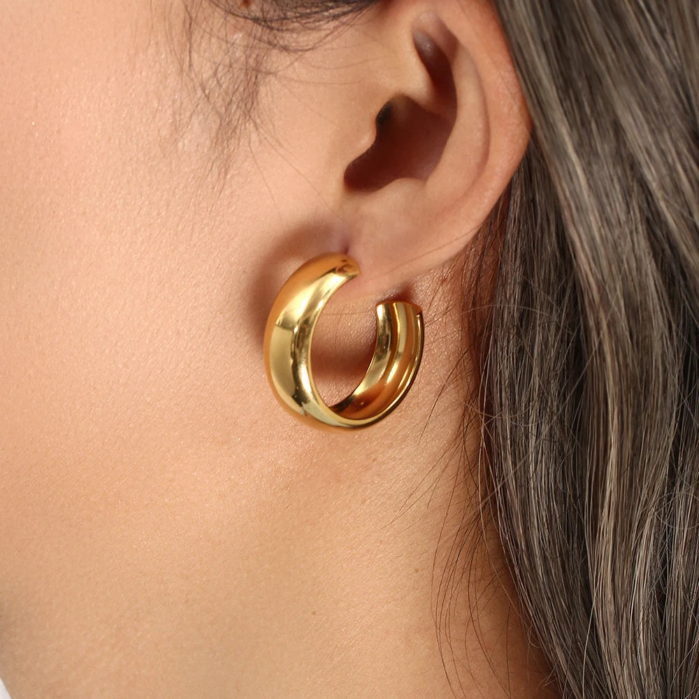 The IceBoyDC Tarnish Free Wide Hoop Earrings