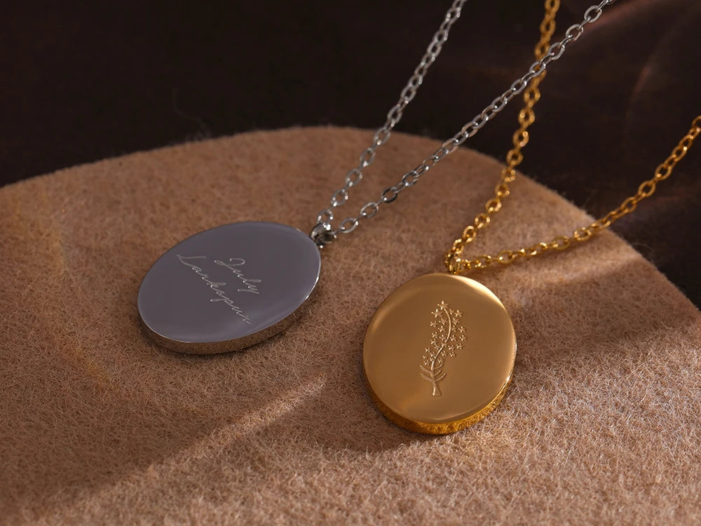 IceboyDC 14K Gold Plated Oval Birth Flower Necklace ( 18 in. )Waterproof
