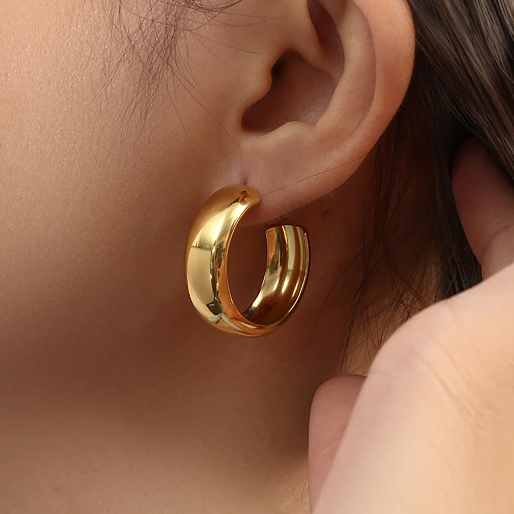 The IceBoyDC Tarnish Free Wide Hoop Earrings