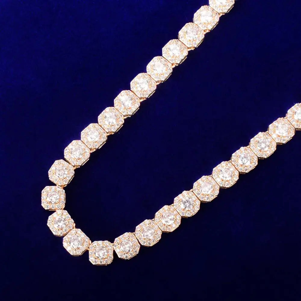 The IceBoyDC Clustered CZ Tennis Chain Necklace - 14k Gold Plated or Silver