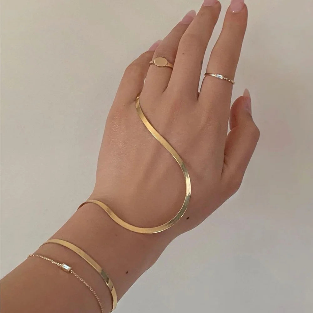 The Tarnish-Free18k Gold Plated Herringbone Chain or Bracelet