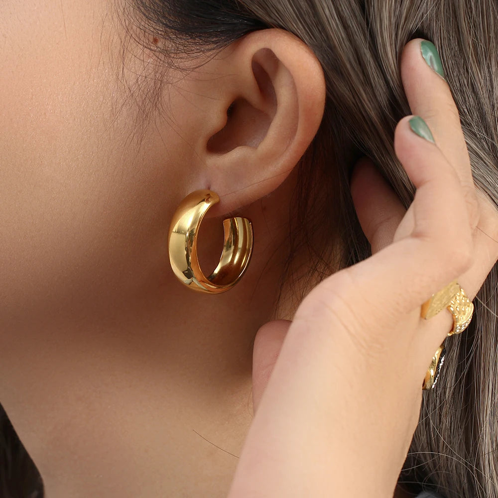 The IceBoyDC Tarnish Free Wide Hoop Earrings