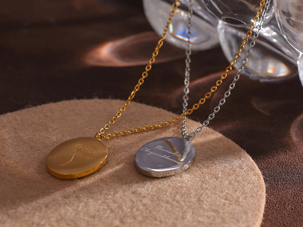IceboyDC 14K Gold Plated Oval Birth Flower Necklace ( 18 in. )Waterproof