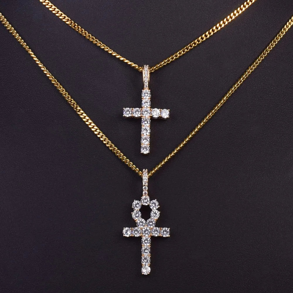 IceBoyDC: ✨ Ankh and Cross Necklace Set Gold-Plated Rope or Gold-Plated Cuban Link