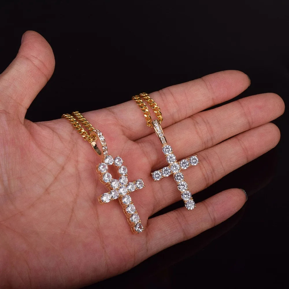 IceBoyDC: ✨ Ankh and Cross Necklace Set Gold-Plated Rope or Gold-Plated Cuban Link