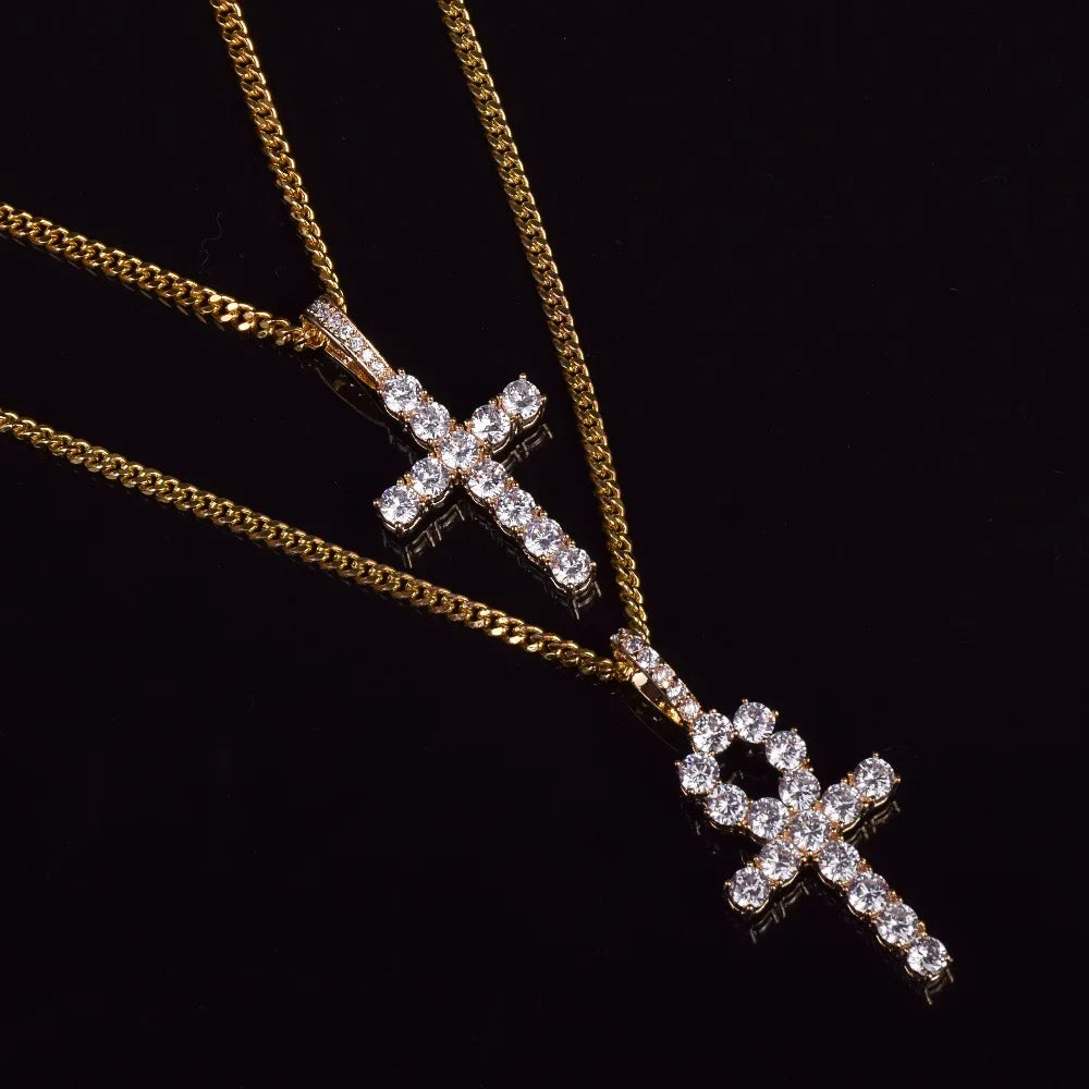 IceBoyDC: ✨ Ankh and Cross Necklace Set Gold-Plated Rope or Gold-Plated Cuban Link