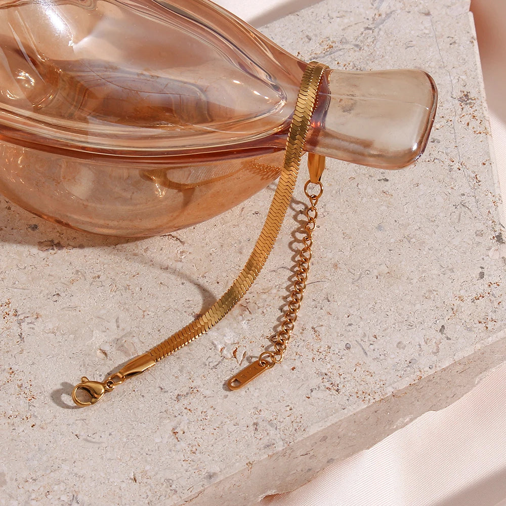 The Tarnish-Free18k Gold Plated Herringbone Chain or Bracelet