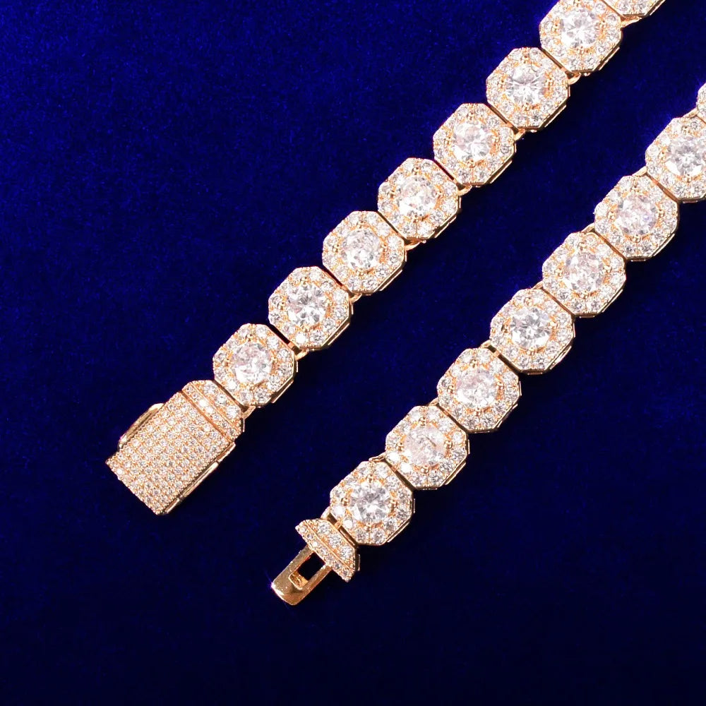 The IceBoyDC Clustered CZ Tennis Chain Necklace - 14k Gold Plated or Silver