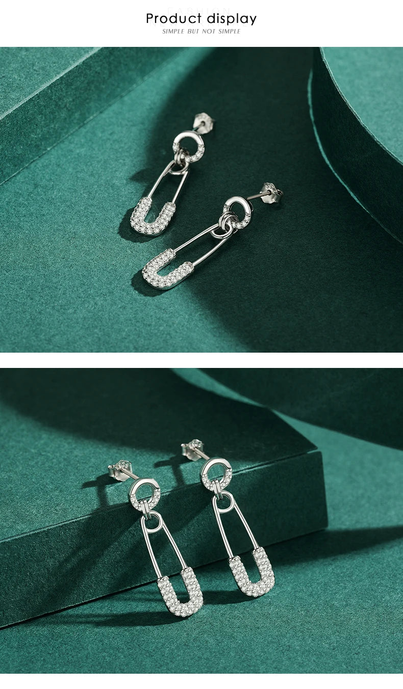 The Dazzling CZ Swing Pin Earrings