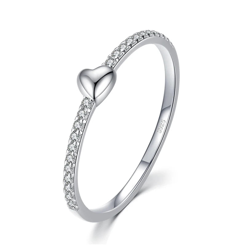 The Minimalist Dainty Heart Ring with CZ Accents