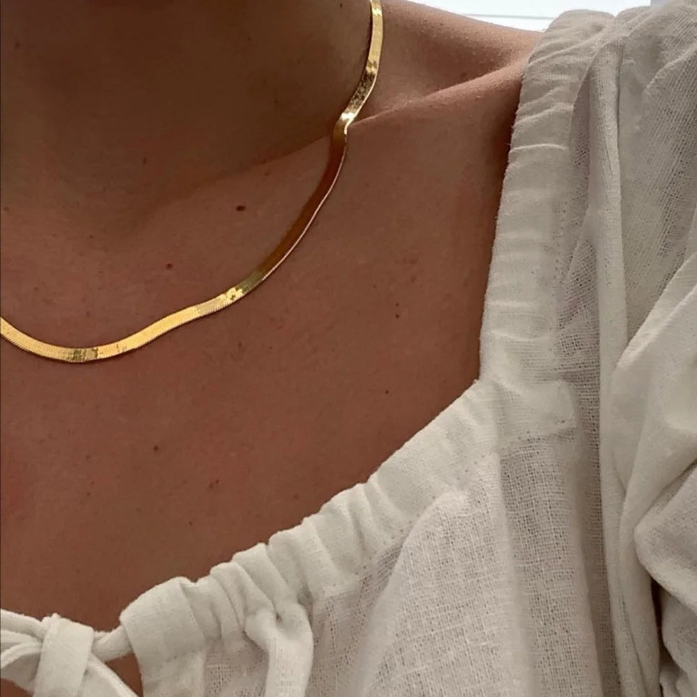 The Tarnish-Free18k Gold Plated Herringbone Chain or Bracelet