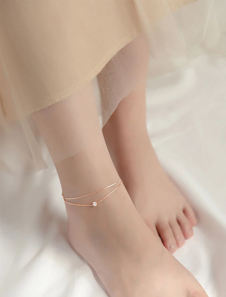The IceBoyDC Simple Double Layer Floating CZ Anklet
