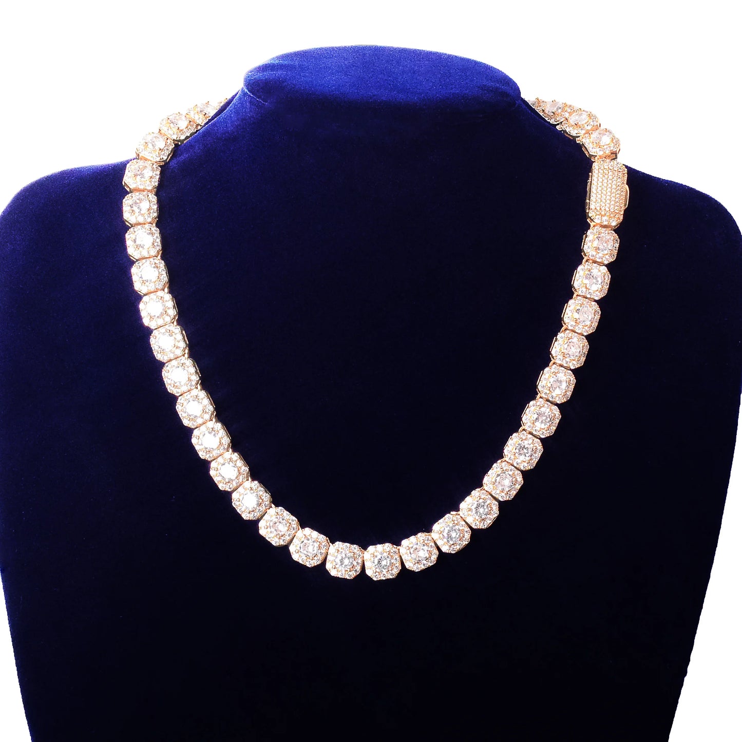 The IceBoyDC Clustered CZ Tennis Chain Necklace - 14k Gold Plated or Silver