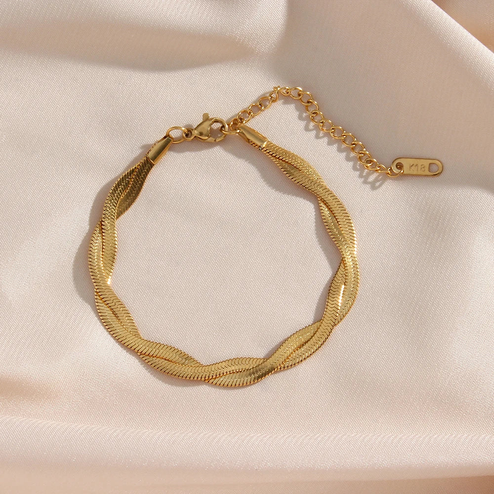 The Hypoallergenic Tarnish-Free Braided Herringbone Necklace & Bracelet Set