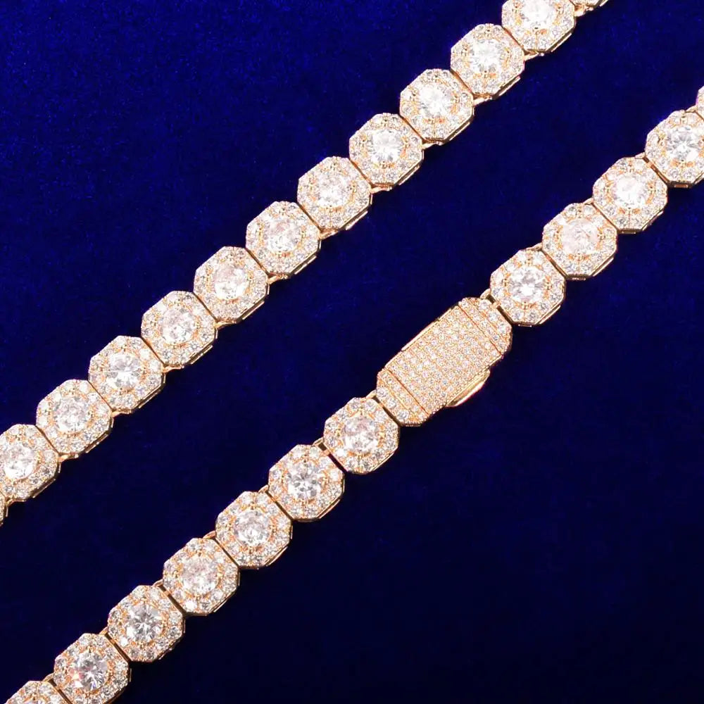 The IceBoyDC Clustered CZ Tennis Chain Necklace - 14k Gold Plated or Silver