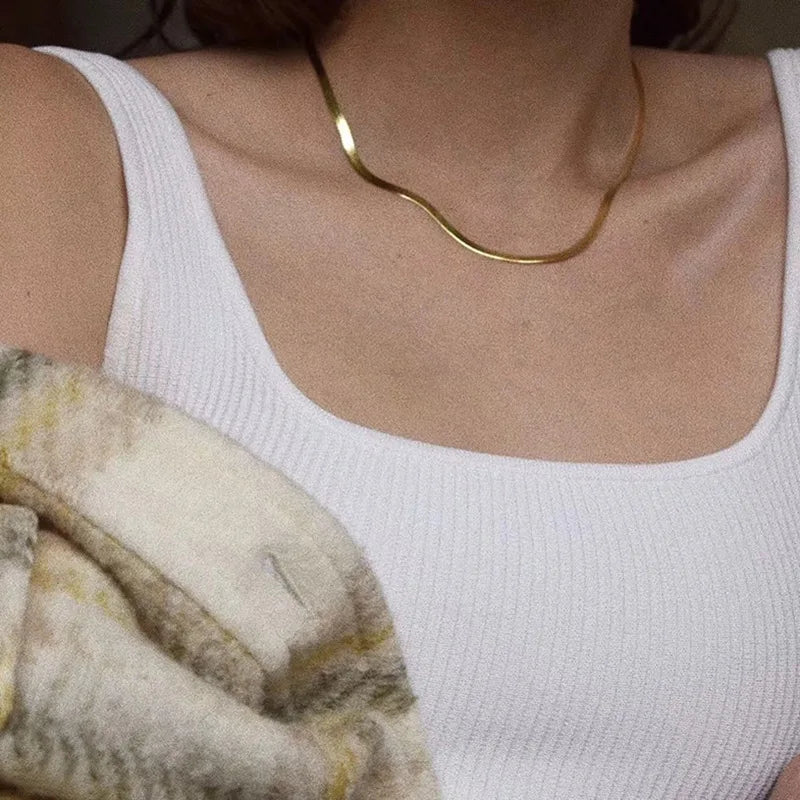 The Tarnish-Free18k Gold Plated Herringbone Chain or Bracelet