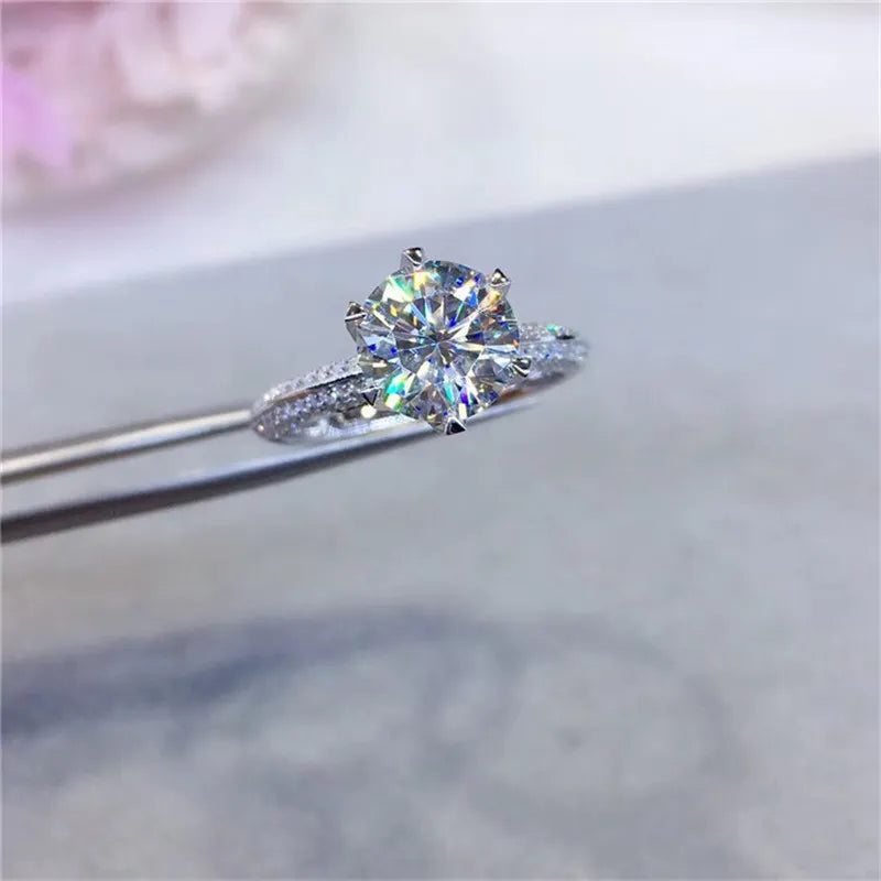 1CT D Color High Clarity Moissanite Diamond Ring - Luxury 18K Gold-Plated Jewelry, Perfect Birthday Party Gift for Women - IceBoyDC