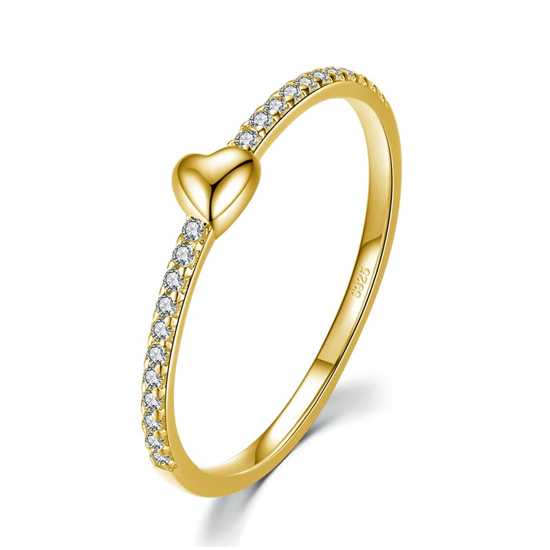 The Minimalist Dainty Heart Ring with CZ Accents