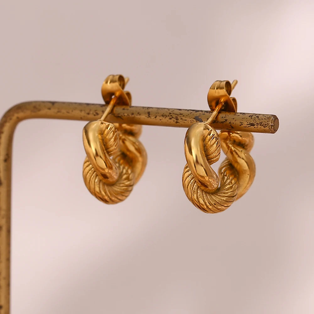 The IceBoyDC Hypoallergenic 18K Gold Plated Twisted Chunky Hoop Earrings