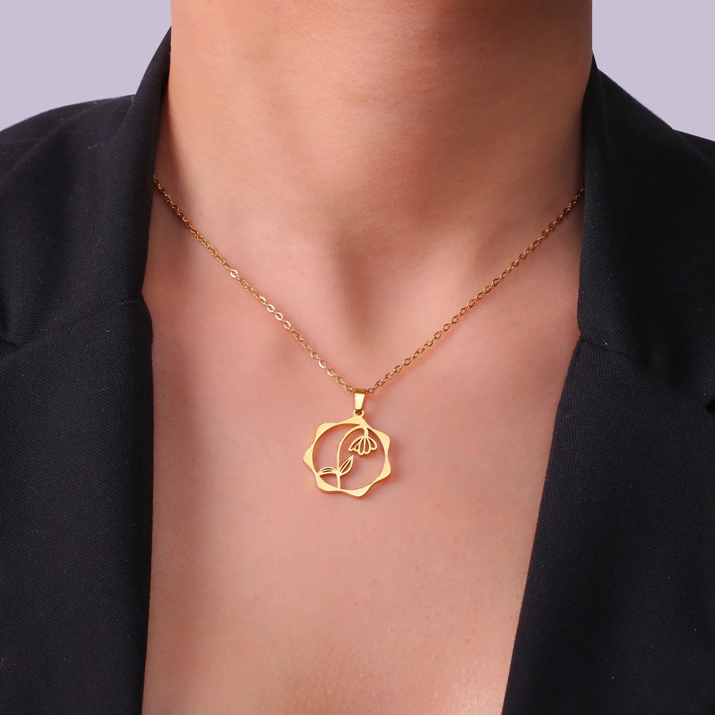 IceBoyDC Birth Flower Dangle Necklace