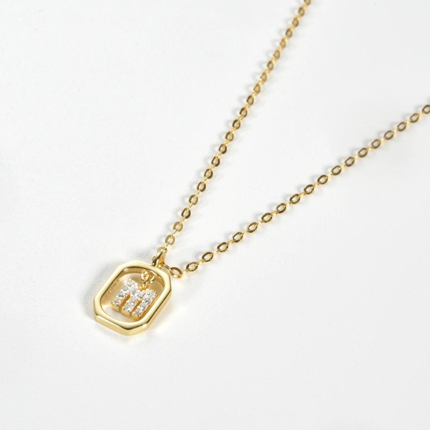 IceBoyDC Gold Initial Necklace with Zirconia Pendant