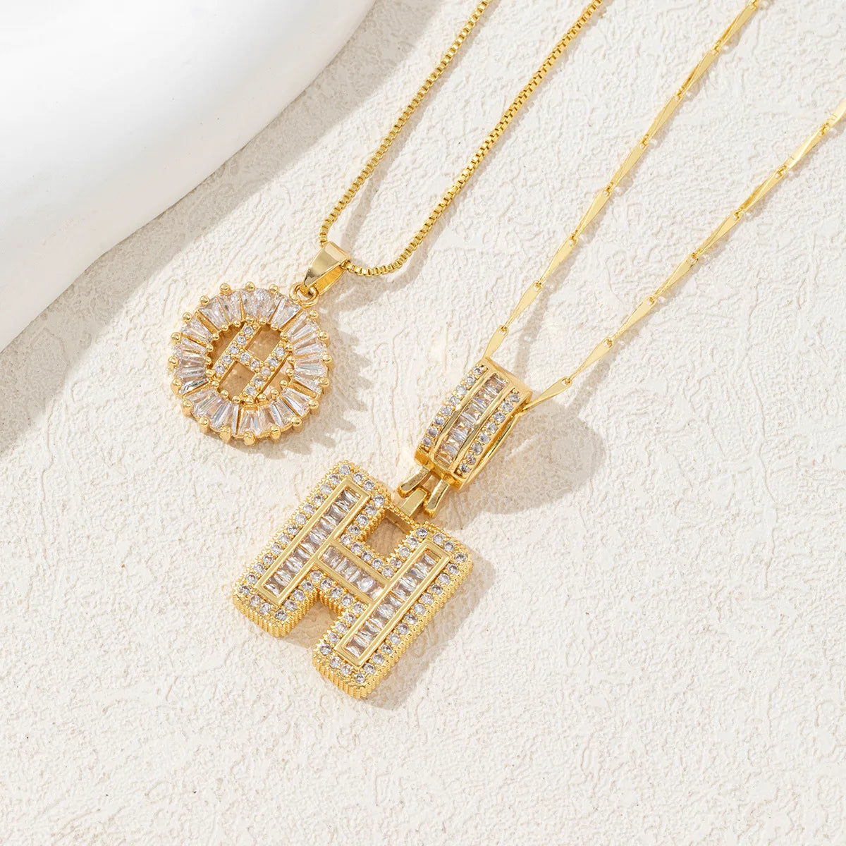 The IceBoyDC 2Pcs Dainty Zircon Signature Initial Necklace