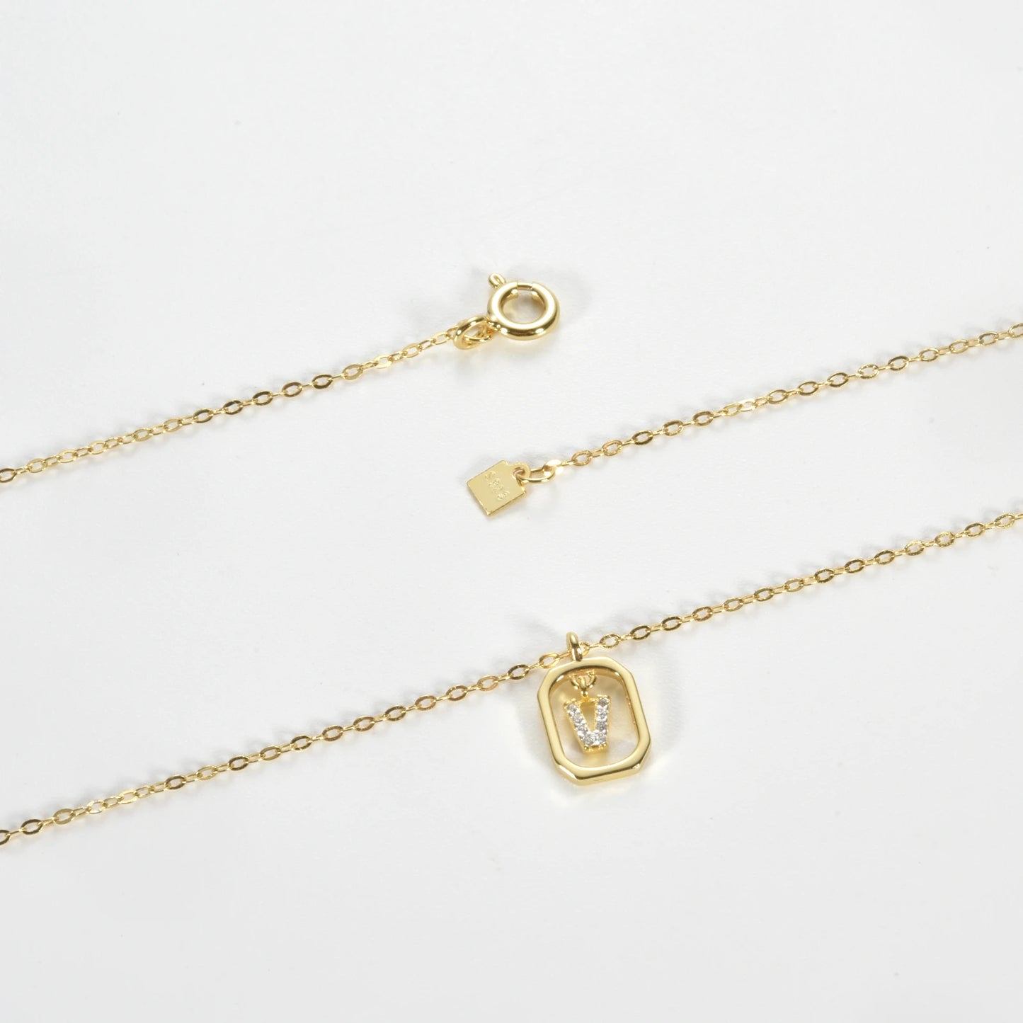 IceBoyDC Gold Initial Necklace with Zirconia Pendant