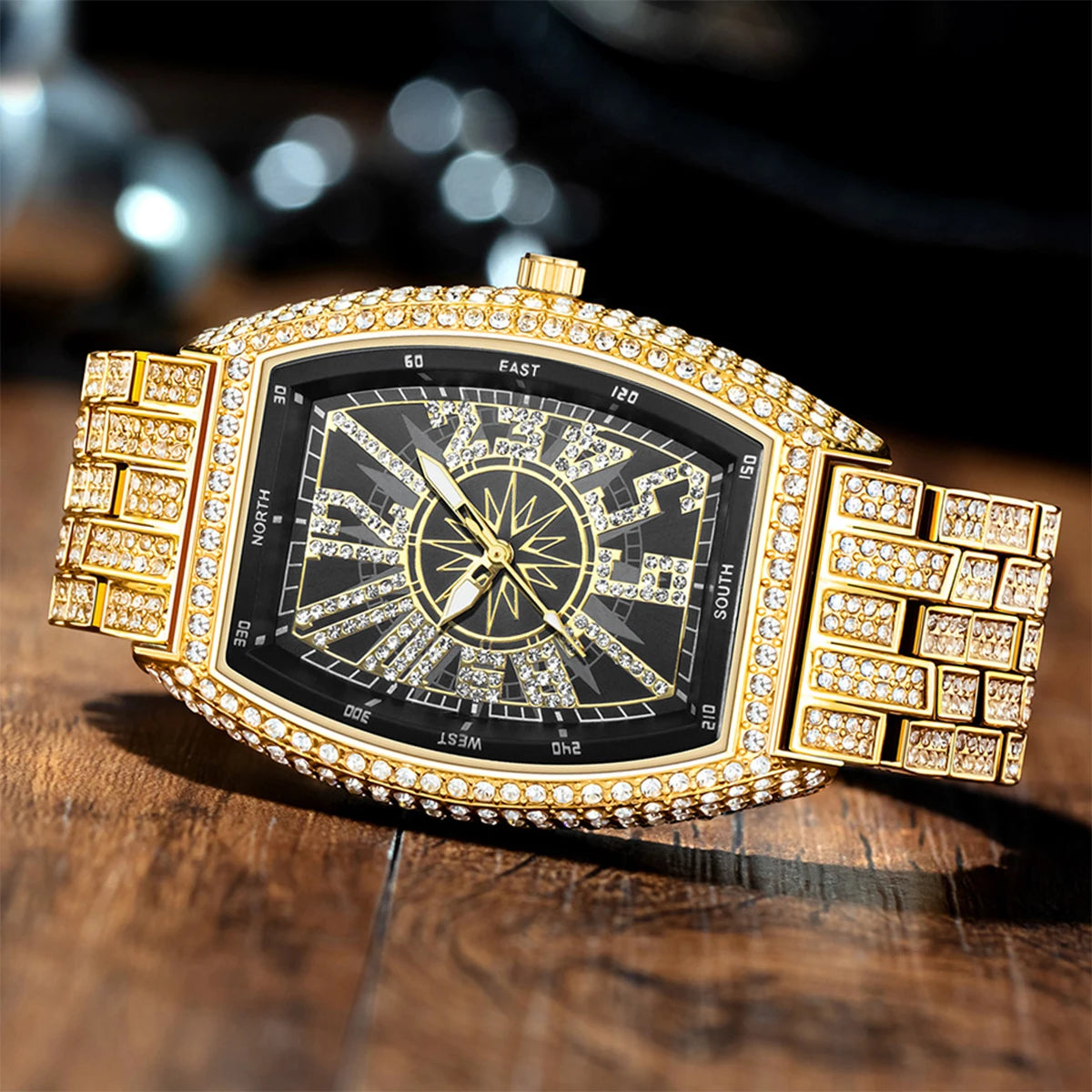 IceBoyDC: ✨ Men's Iced Out Tonneau Watch ✨ Quartz Movement, Icy!