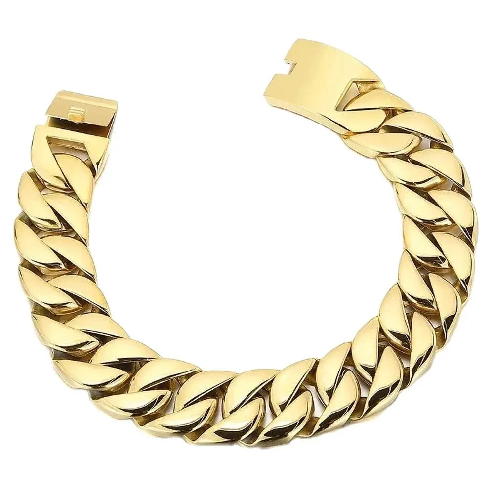 IceBoyDC's Men's 32mm Thick 14k Gold-Plated Cuban Link Chain Bracelet and/or Necklace -Waterproof, Non-Tarnish