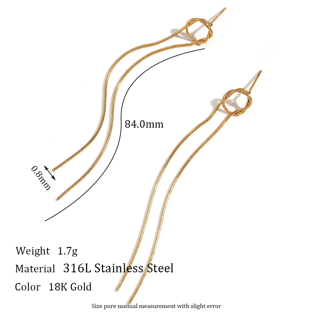 Dangly Circular Wire Snake Chain Tassel Earrings | 18K Gold Plated Women’s