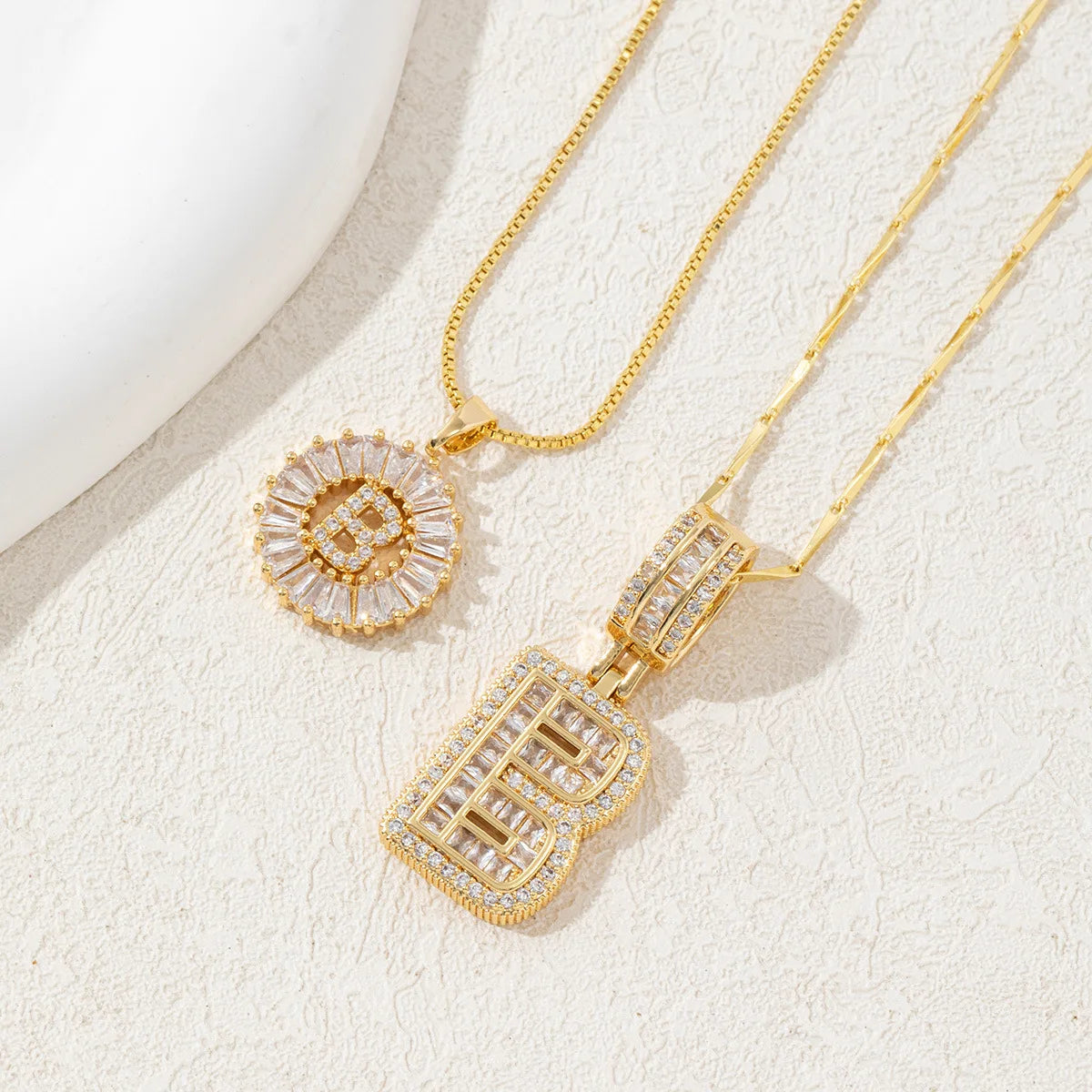 The IceBoyDC 2Pcs Dainty Zircon Signature Initial Necklace