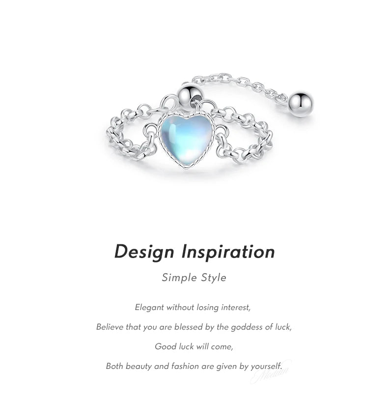 The IceBoyDC Adjustable Moonstone Heart Ring