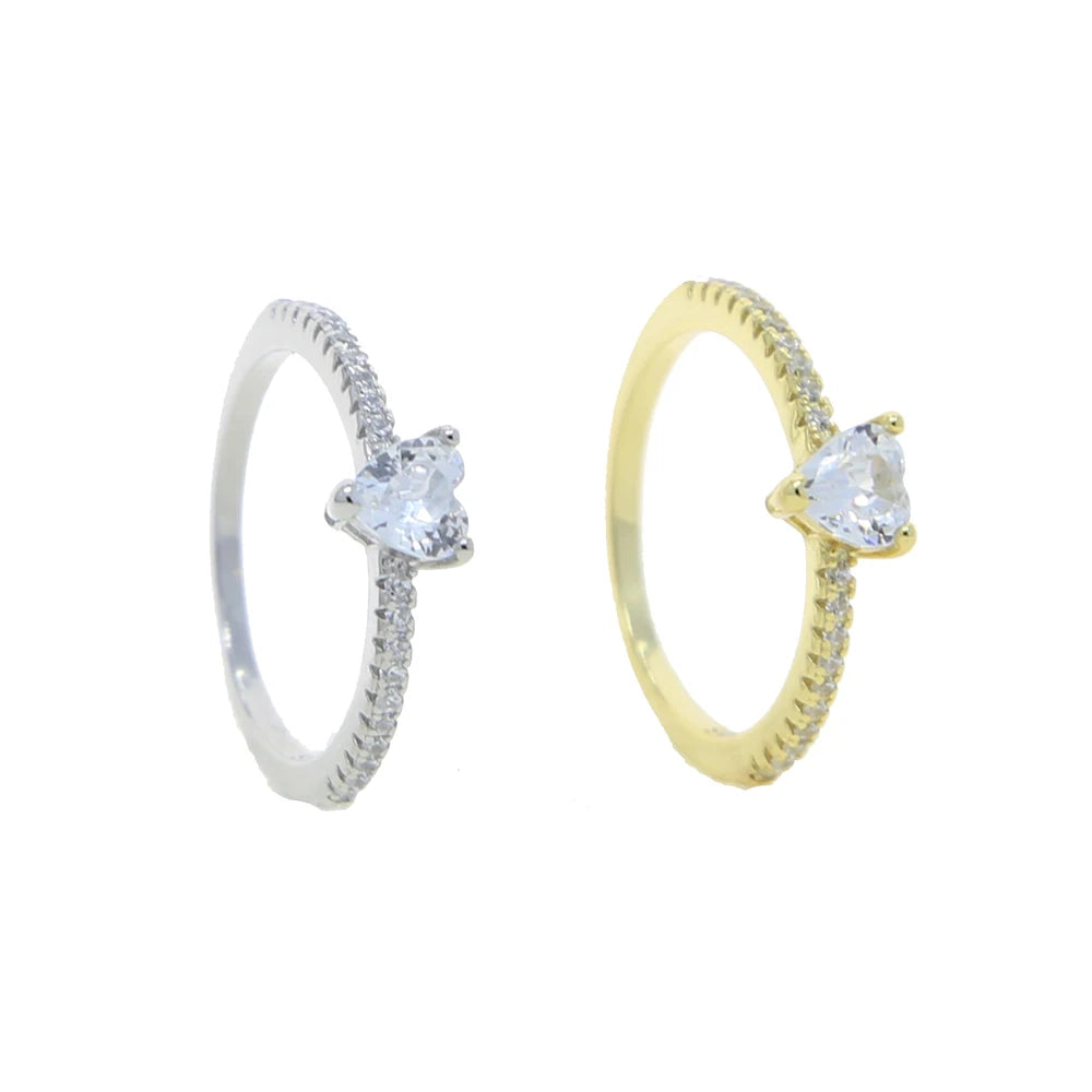 The Dainty Minimalist Heart Zirconia Band
